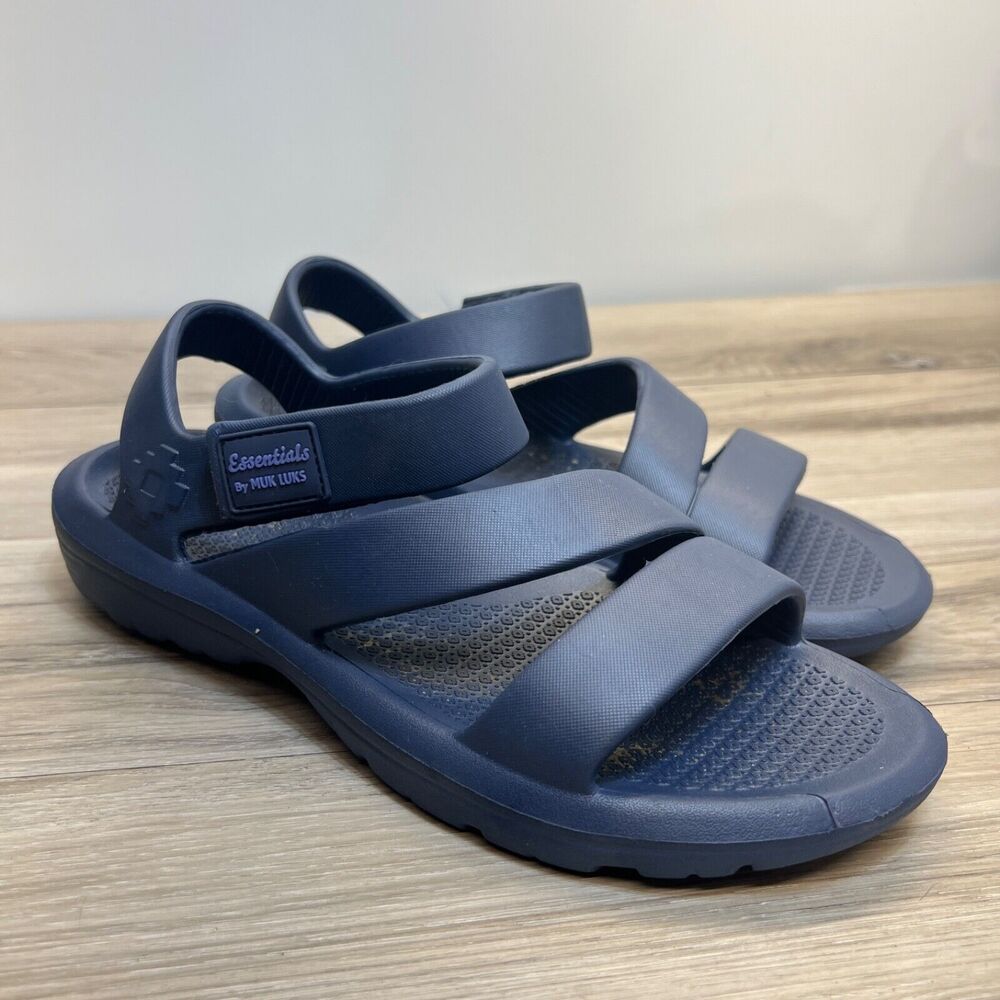 Essentials by Muk Luks Sandals Womens Size XL 11-12 Hook & Loop Blue